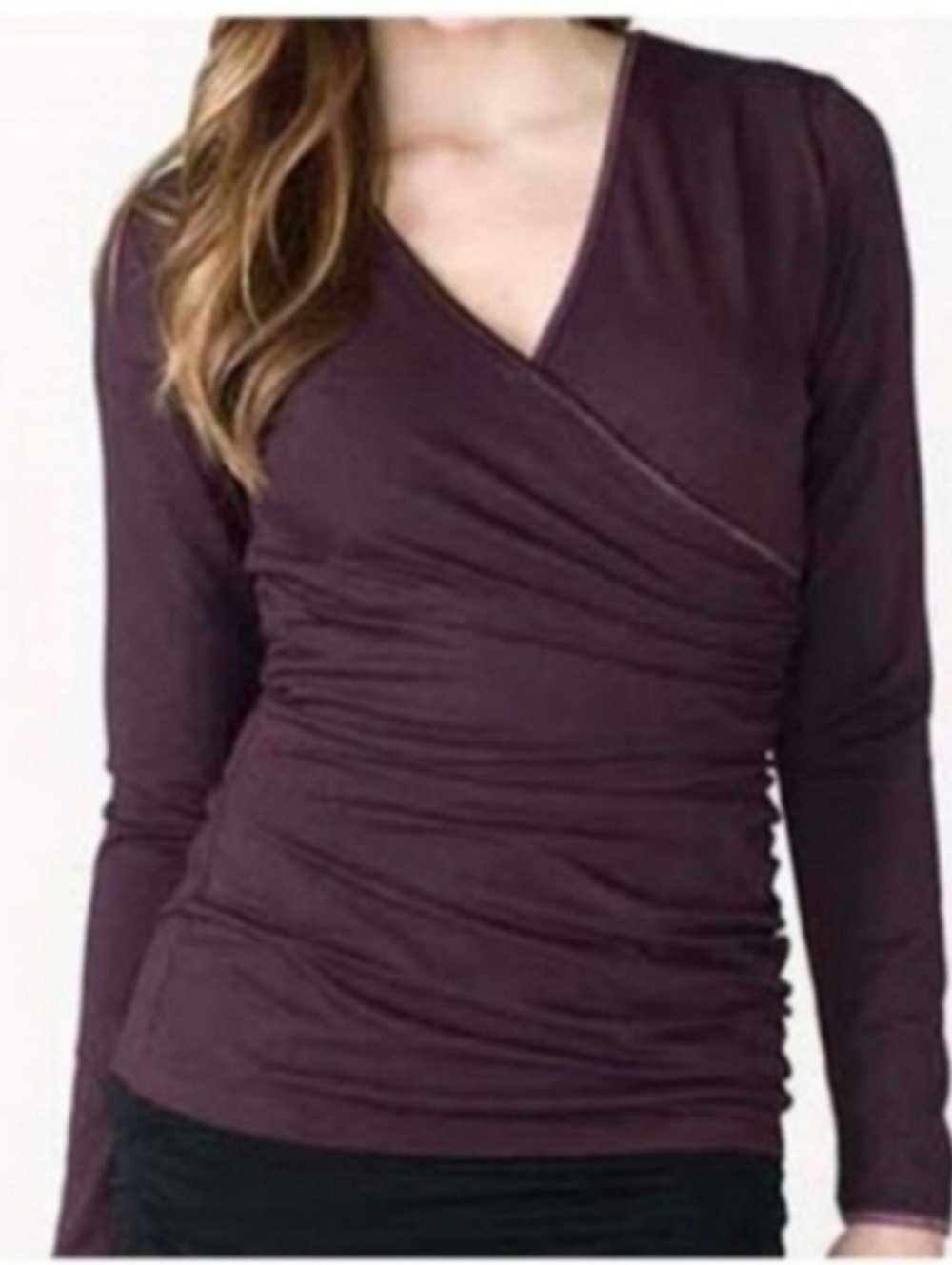 Women's Plum Wrap-Style Long Sleeve Top Sz L